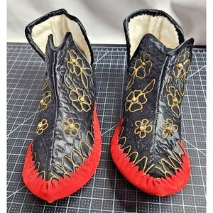 60's Geisha Pearls‎ Japanese Embroidery/bead/ quilt/Satin/leather genie M 6-7.5